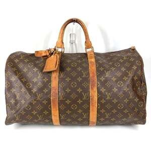 LOUIS VUITTON Brown Monogram Canvas Keepall 50 Boston Bag